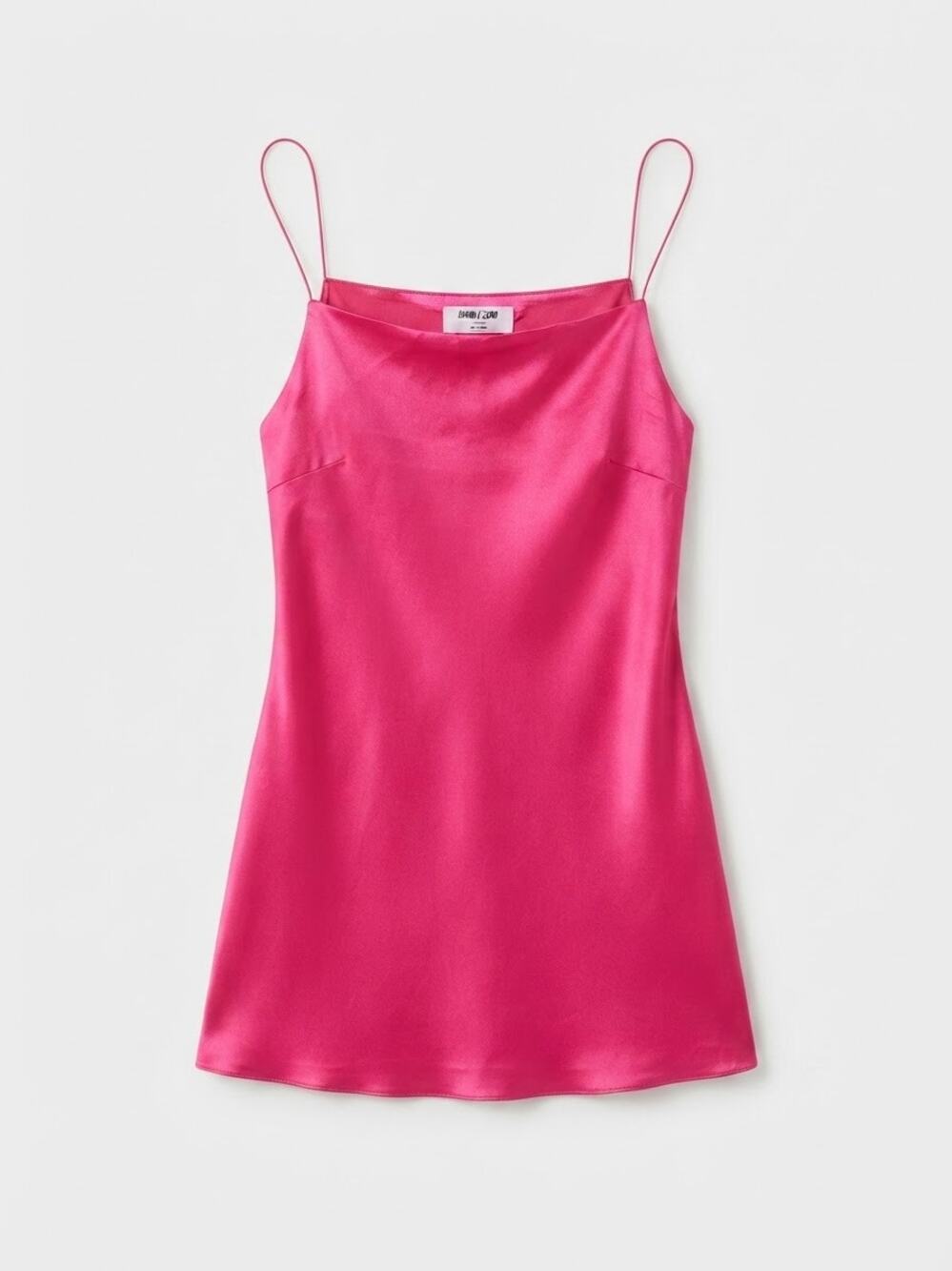 Double Zero Womens L Hot Pink Satin Mini Dress Cowl Neck Spaghetti Strap Y2K
